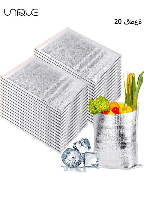 Reusable Insulation Bags Thermal Box Liners Metalized Box Liners Lunch Food Box Shopping Bag Shipping Bags Insulation Lining Waterproof Insulation Package (20 Pack,20*25cm)