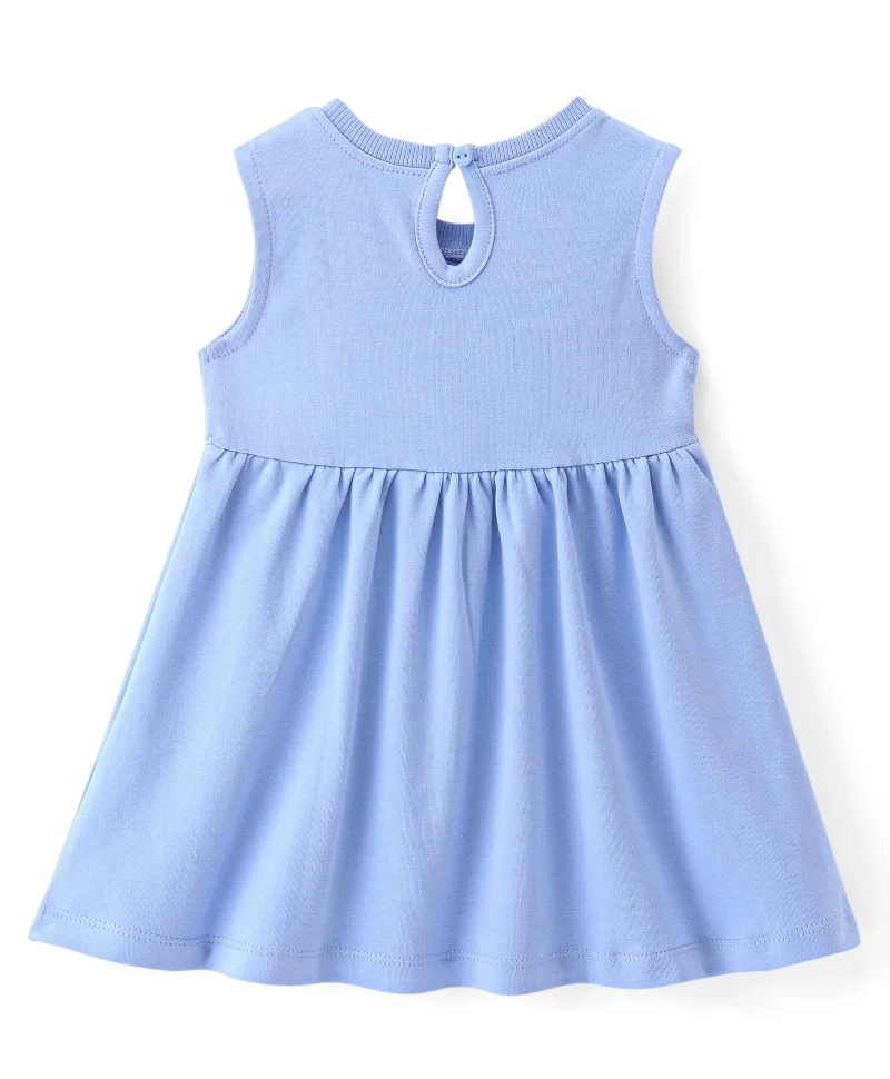 Bonfino Bonfino 100% Cotton Knit Sleeveless Frock with Rainbow Print - Blue