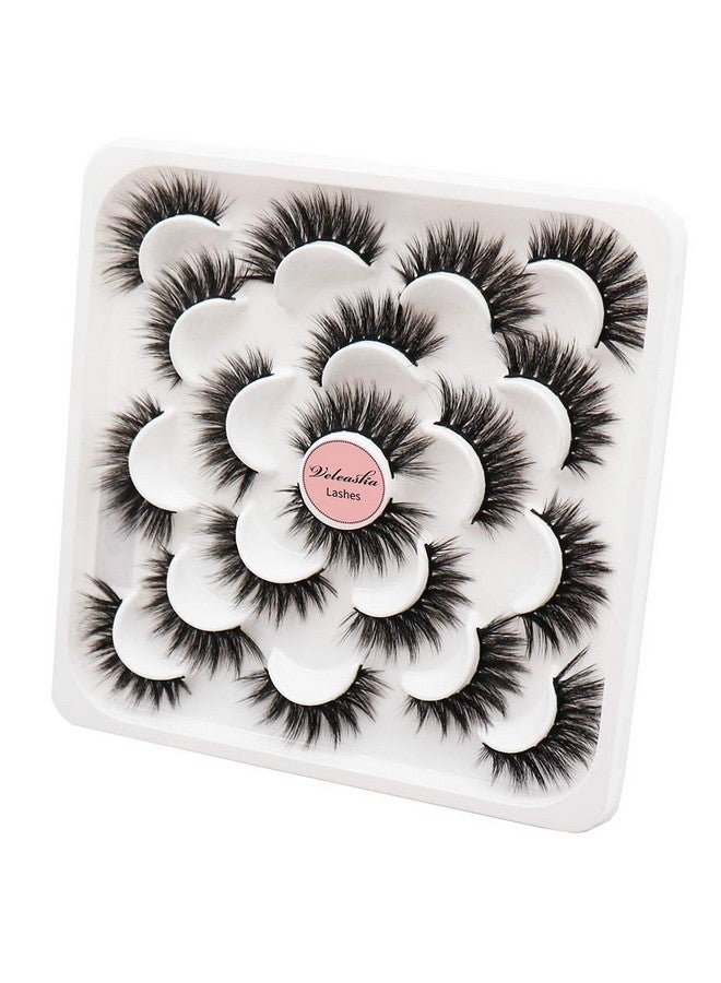 Veleasha Lashes 10 Pairs Natural Fluffy False Eyelashes Soft Wispy Lashes 3D Faux Mink Lashes Pack (V42) - Image 3