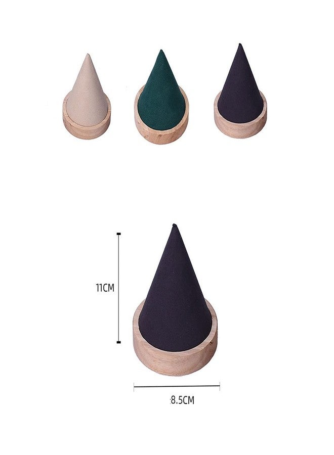 Teensery 1 Piece Wooden Cone Shaped Bracelet Display Holder Wood Bangle Watch Anklet Stand for Home Exhibition Retail Stores (Dark Grey) - Image 2