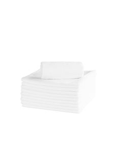 Restaurantware Restaurantware-Clean Tek Professional 16 x 16 Inch Cleaning Cloths, 100 Lint Free Microfiber Towels - Highly Absorbent, Non Abrasive, White Microfiber Cleaning Rags, Reusable, For All Purpose Use  - Image 1