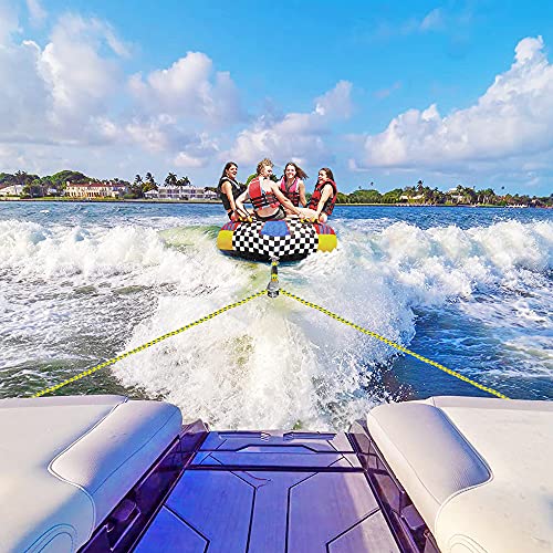 Dolibest 16ft Boat Tow Harness Boat Tow Ropes, Easy Connection w/ 3 Large Stainless Steel Hooks and Pully for Tow 1-4 Rider Towable Tube - Image 3