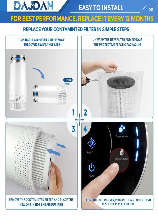 DAJDAH CL-6070A Replacement Filter Compatible with Tenergy Renair TAP01, Cool-Living CL-6070A, BEABA Nursery and Tredy TD-1300 Air Purifier with H13 True HEPA Filter for Home Pet Allergies, White, 2-Pack - Image 5