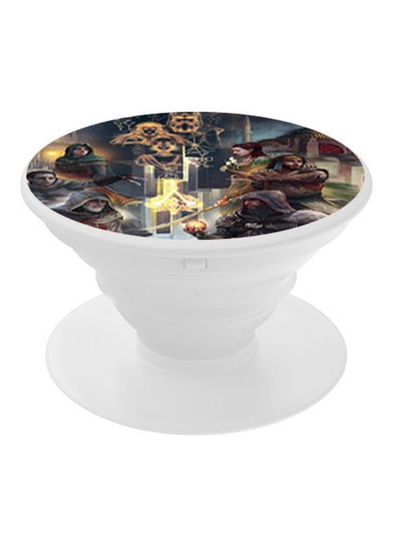 RKN Printed Pop Socket Phone Grip White/Brown - Image 1