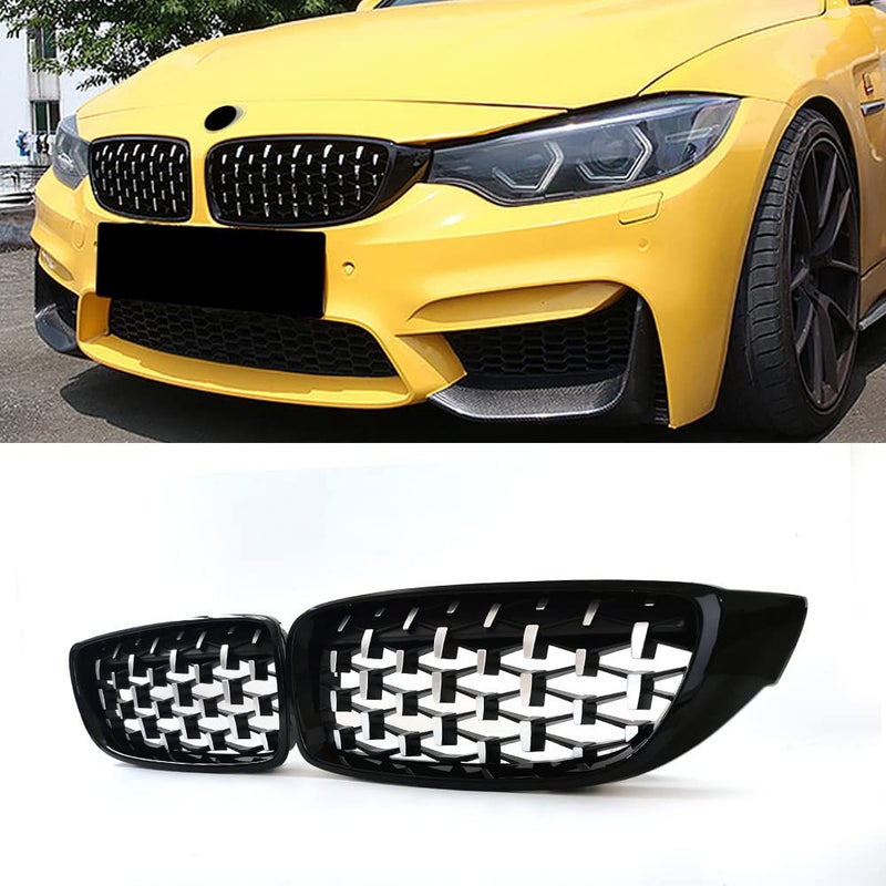 SNA شبكة كلى SNA كروم ماسية F32 لسيارة BMW الفئة الرابعة F32 F33 F36 (2014-2019) F82 F83 M4 F80 M3 (2015-2019) (شبكة أمامية من ABS، مجموعة من قطعتين) - Image 1