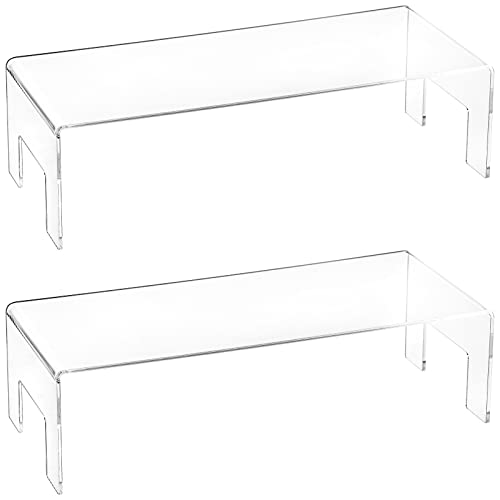 Frcctre Frcctre 2 Pack Clear Acrylic Display Stand Risers 5mm Thick Acrylic Showcase Fixtures for Jewelry Display Shelf for Dessert Cupcake Candy Toys Figures Cosmetics  12x5x33
