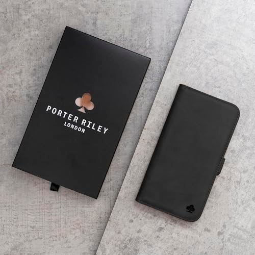 Porter Riley - Leather Case Compatible with iPhone 17 Pro Max. Premium Genuine Leather Stand/Cover/Wallet/Flip Case with Card Slots & Horizontal Stand (Black & Tan) - Image 5