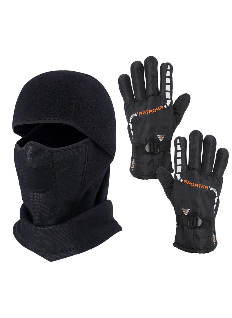 SYOSI Balaclava Ski Mask Bicycle Motorcycle Balaclava Windproof Bike Face Masks Warm Breathable Balaclavas Winter Fleece Neck Warmer with Anti-Slip Thermal Gloves for Cycling Hiking Outdoor Unisex  - Image 1