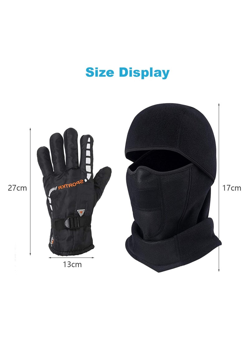 SYOSI Balaclava Ski Mask Bicycle Motorcycle Balaclava Windproof Bike Face Masks Warm Breathable Balaclavas Winter Fleece Neck Warmer with Anti-Slip Thermal Gloves for Cycling Hiking Outdoor Unisex  - Image 5