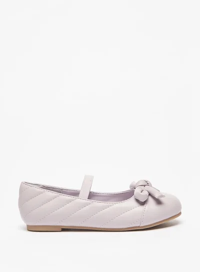 JUNIORS Girls Quilted Round Toe Ballerina Shoes with Bow Detail