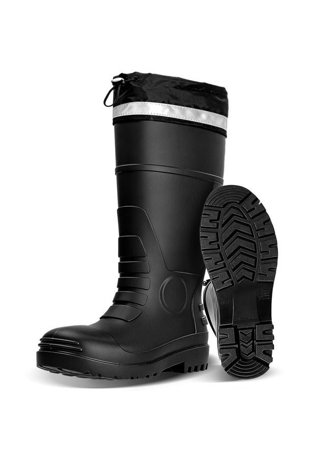 E KAINI Mens Rain Boots Knee High Waterproof Boot with PVC Rubber Mud Boots for Men, Comfort Lightweight Gardening Fishing Shoes for Yard Farm Outdoor Work, Black, 9-10 - Image 1