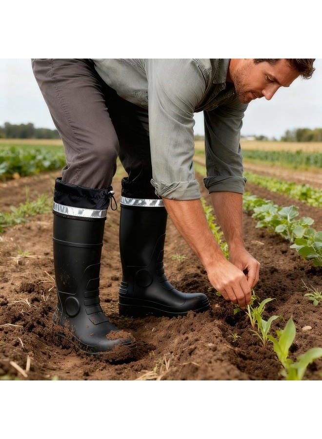 E KAINI Mens Rain Boots Knee High Waterproof Boot with PVC Rubber Mud Boots for Men, Comfort Lightweight Gardening Fishing Shoes for Yard Farm Outdoor Work, Black, 9-10 - Image 4