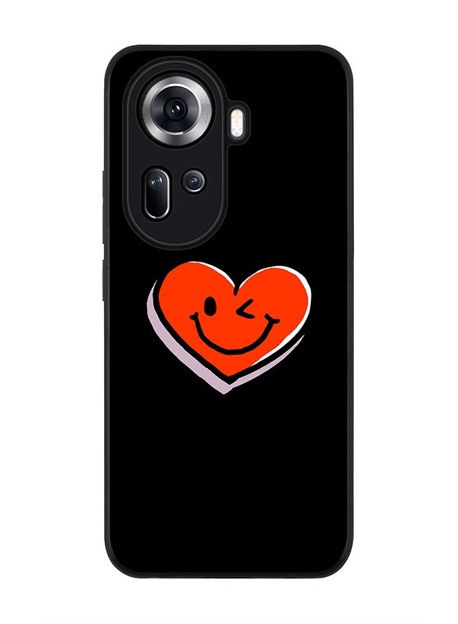Stylizedd Rugged Black Edge Case for Oppo Reno11, Slim fit Soft Case Flexible Rubber Edges Anti Drop TPU Gel Thin Cover -  Winking Heart - Image 1