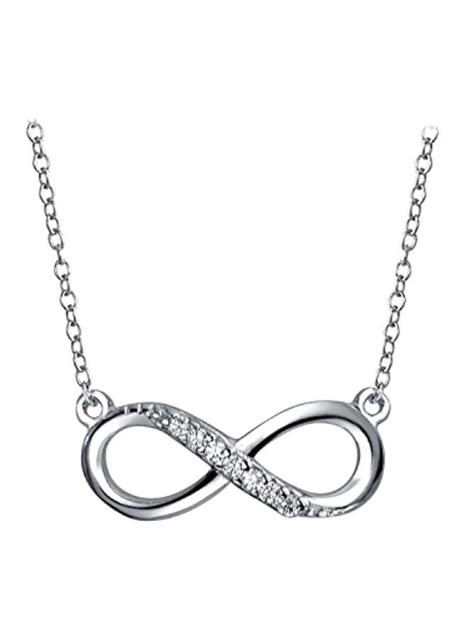 Alyashmac 925 Sterling Silver Cubic Zirconia Studded Love Infinity Pendant Necklace - Image 1