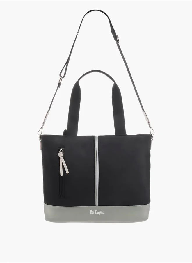 لي كوبر Women Colourblock Tote Bag with Tassels and Zip Closure