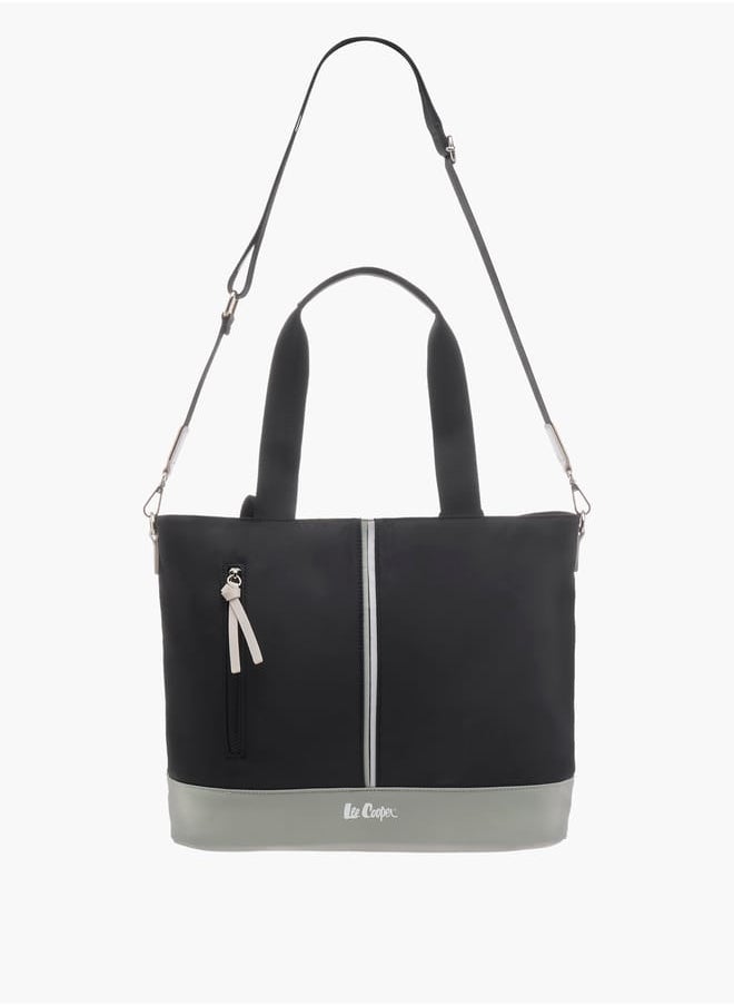 Lee Cooper Women Colourblock Tote Bag with Tassels and Zip Closure  - Image 2