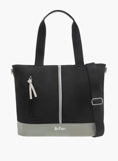 Lee Cooper Women Colourblock Tote Bag with Tassels and Zip Closure