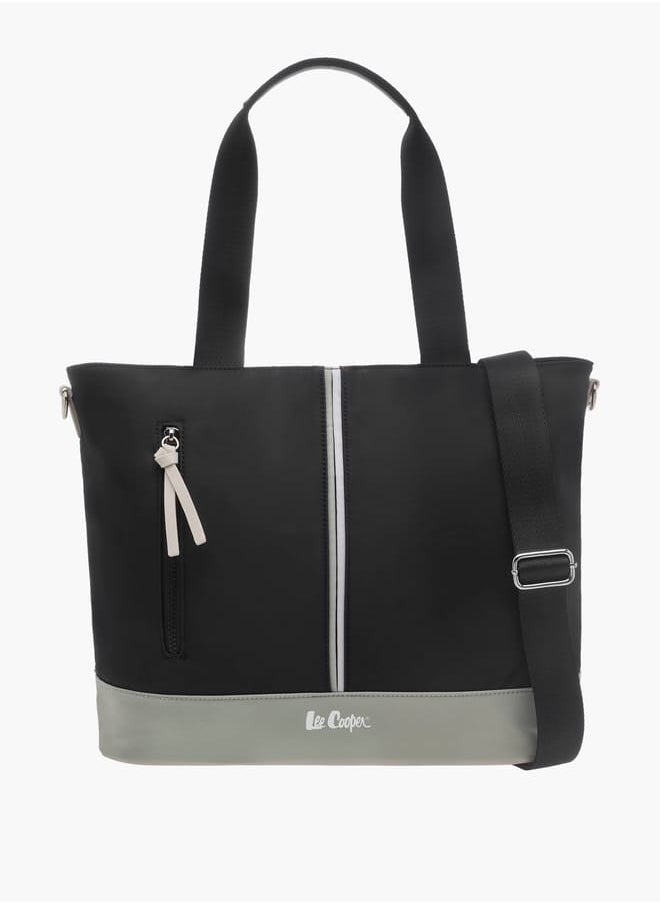 Lee Cooper Women Colourblock Tote Bag with Tassels and Zip Closure  - Image 1