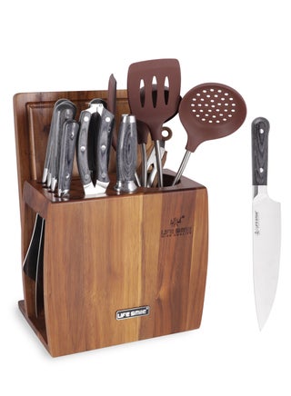 Premium Quality High Carbon Stainless Steel 12-Piece Knife Set with Stand, Razor-Sharp, German Engineered Knives Set Include Cleaver, Chef, Santoku, Slicer, Utility Knife with Cutting Board, Paring Knife and Kitchen Scissor, Durable and Strong knifes - pzsku/ZDA6BDD340C52B390FC35Z/45/_/1738730990/6db46cbe-a532-4c08-80e1-d922c3c7a067