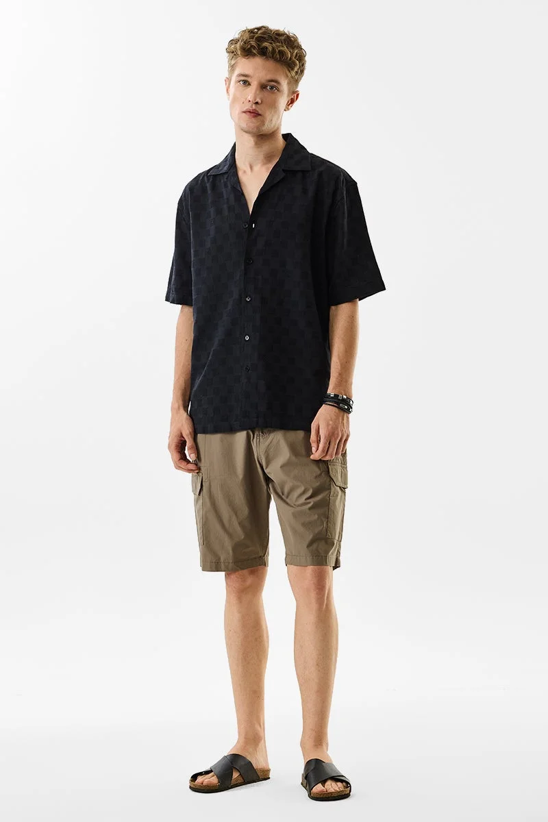 SNITCH Oversized Fit Self-Design Black Shirt