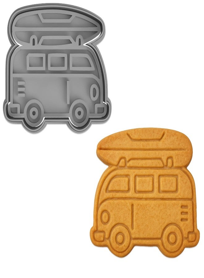 Mighty Gadget Surf Van Adventure Cookie Cutter & Stamp Kit - Perfect for Surfers, Beach Lovers, and Bakers 3x3.5" (Random Color) - Image 2