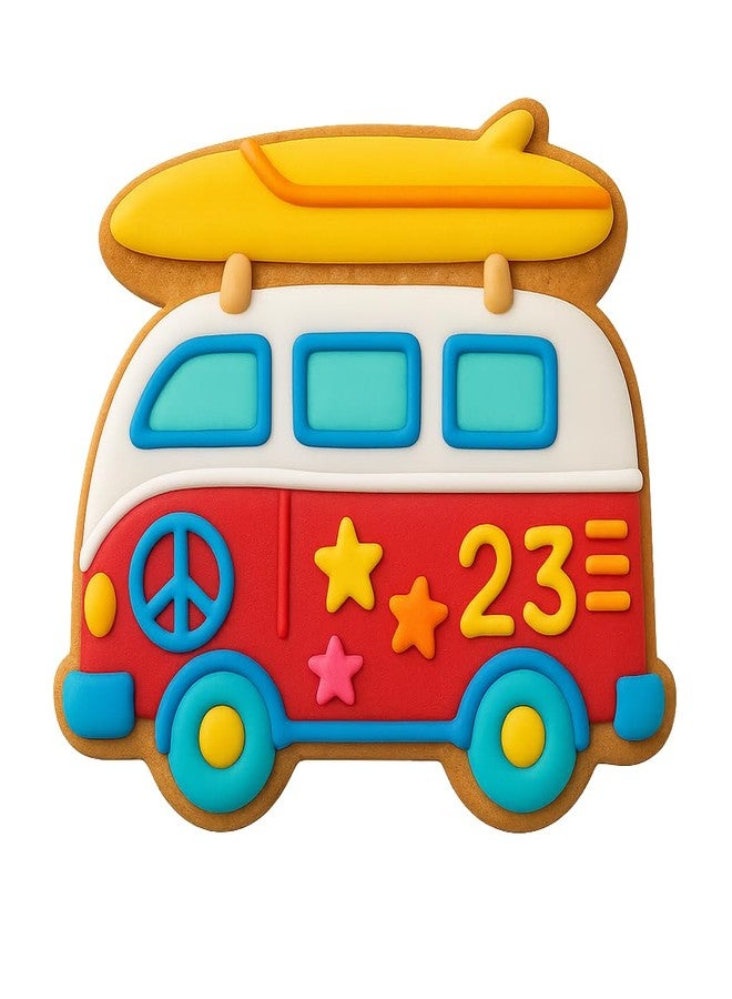 Mighty Gadget Surf Van Adventure Cookie Cutter & Stamp Kit - Perfect for Surfers, Beach Lovers, and Bakers 3x3.5" (Random Color) - Image 3