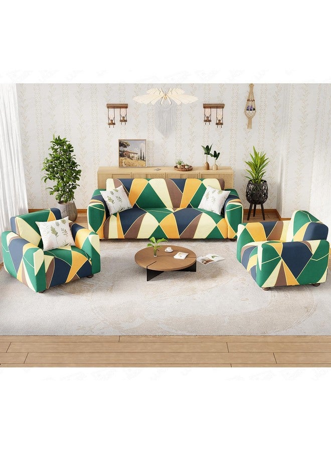 Lukzer غطاء أريكة هندسي عالمي 5 مقاعد من لوكزر 3+1+1 مقعد | غطاء أريكة قابل للغسل ومضاد للانزلاق مغطى بالكامل بزاوية 360° | غطاء من البوليستر + سباندكس بوزن 140 جرام لكل متر مربع (SC-036-05) - Image 1