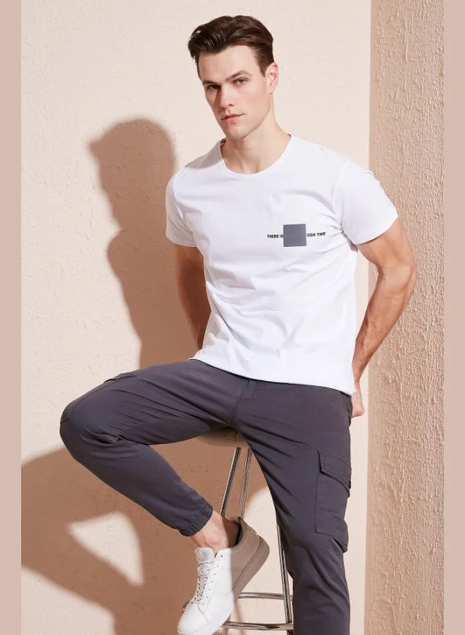 بوراتي تيشيرت رجالي قطن بياقة دائرية بقصة ضيقة من بوراتي