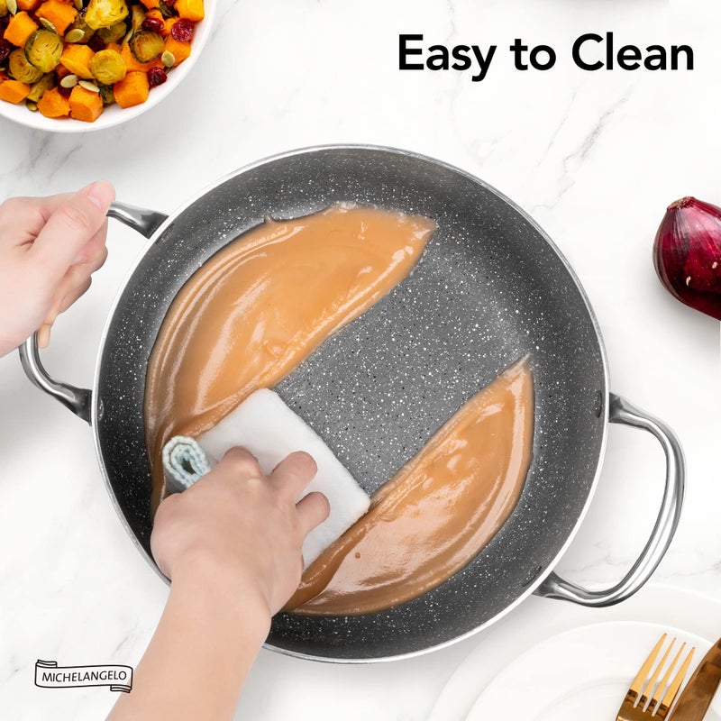 MICHELANGELO 5 Quart Stock Pot with Lid, Nonstick Soup Pot with Lid, Induction Pot for Cooking, 5 Qt Pot with Lid, Non Stick Pot for Kitchen, Stockpot with Stainless Steel Handle, Oven Safe - Image 3