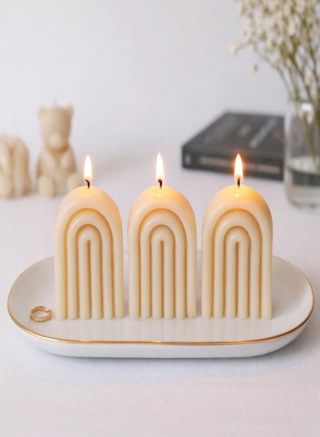 Encebience Scented Rainbow Arch Candle Gift Set | 100% Pure Soy & Bees Wax | Premium Café Mocha Aroma | Rainbow Arch Design Home Décor Candles - Set of 3 (65 gm Each) | Small - Image 1