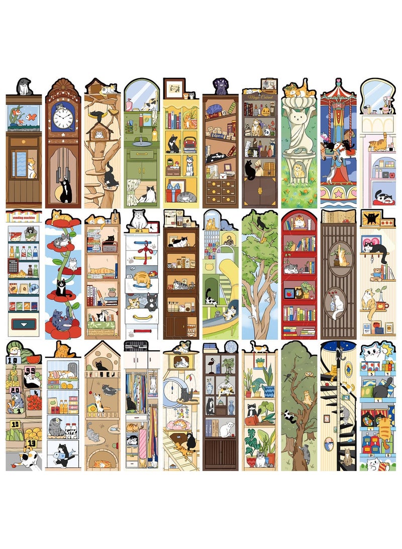 30 قطعة من علامات الكتب اللطيفة على شكل قطط للنساء والرجال وعلامات الكتب لمحبي الكتب وعلامات الكتب الورقية لتتبع الكتب وعلامات الكتب للنساء وإكسسوارات القراءة لمحبي القطط والأصدقاء - Image 1