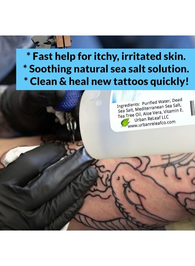 Urban ReLeaf Tattoo Solution ! Natural Sea Salt Aftercare. Safely Clean New Tattoos. Help Skin & Ink Heal Smoothly. Made Fresh in USA. 100% Natural. Reduce ink loss. - Image 2