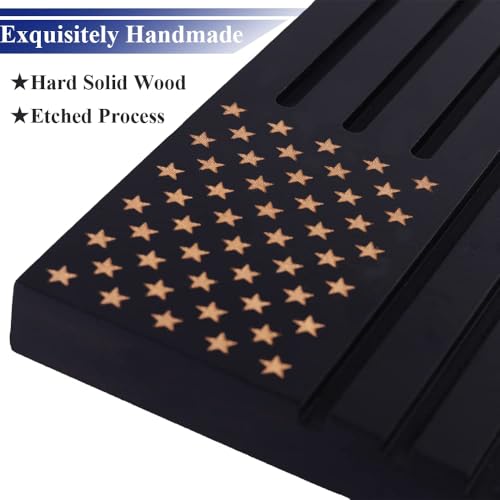 Samplife Coin Rack,Challenge Coins Display Stand Shelves Wooden Army Collectible Military Coins Holder Rack Case 6 Row Display American Flag - Image 2