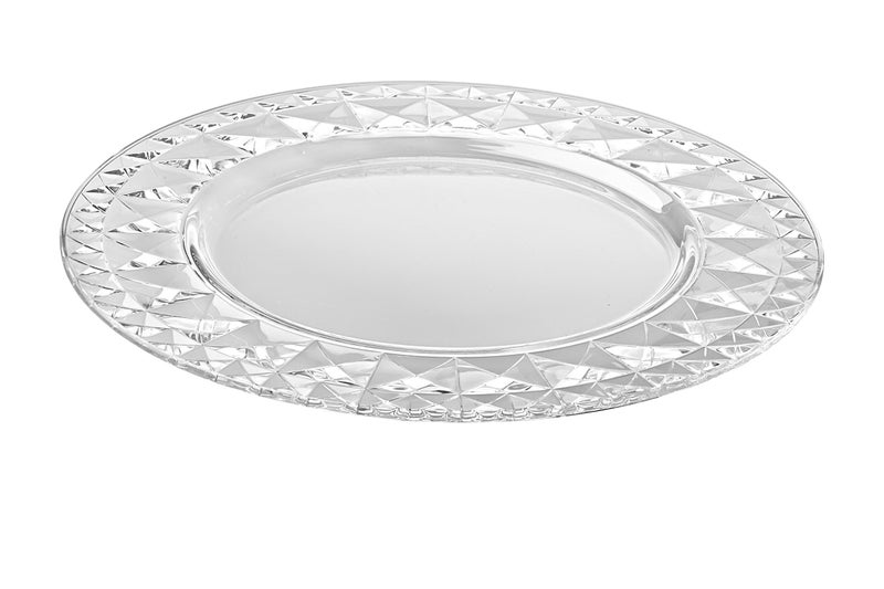 Barski European Glass Designed Border Clear Charger Plate 125 Diameter Made in Europe Set of 2