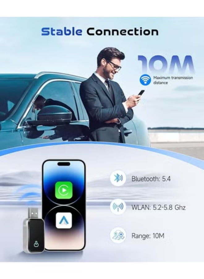 Wireless CarPlay & Android Auto Adapter - 2-in-1 USB/Type-C Stick - Plug & Play Converter for Wired Cars - Compact & Fast Connection - Image 4