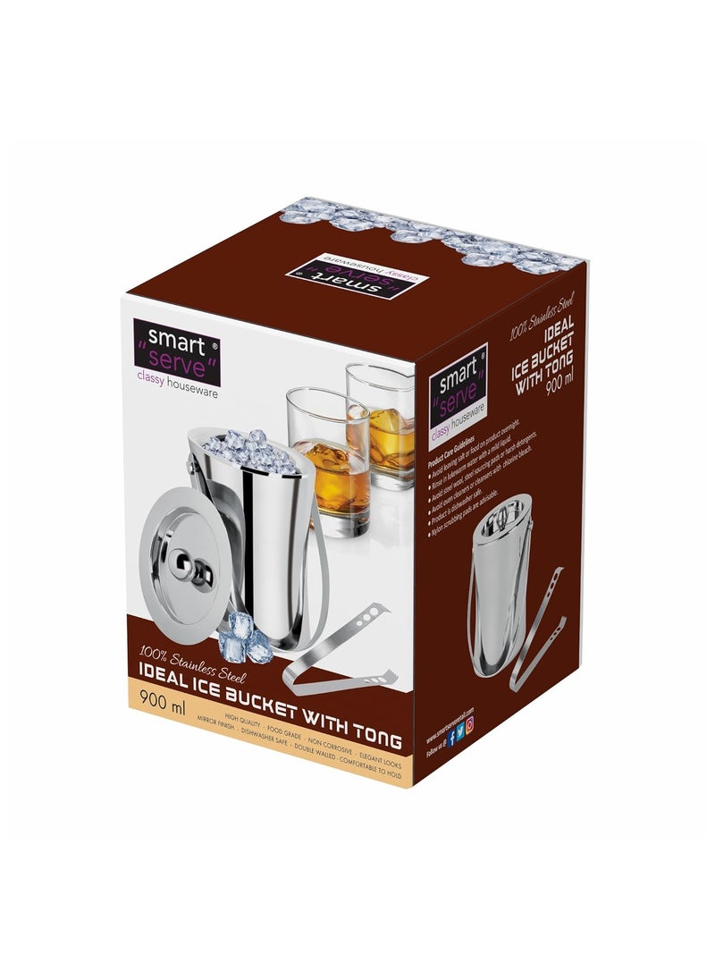 Smartserve Ideal Stainless Steel Ice Bucket with Tong 900ml Set of 1