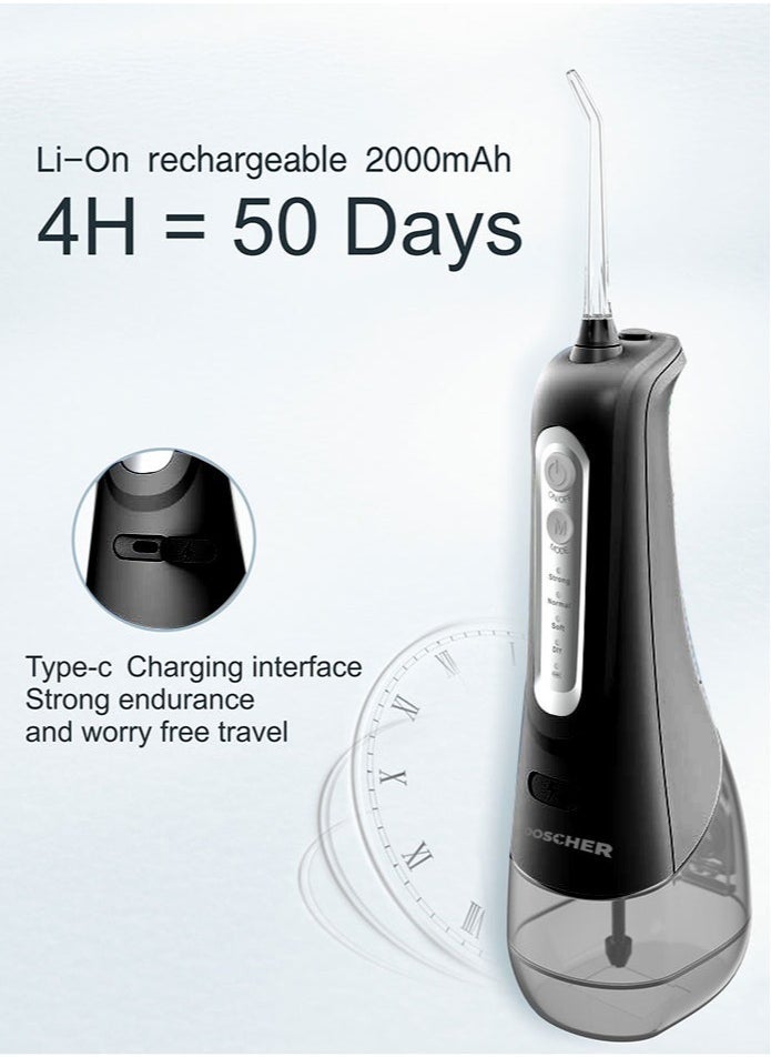 DOSCHER Portable Water Dental Flosser For Teeth Cleaning Dental Oral Irrigator With 4 Modes Scalable 4 Jet Nozzles IPX7 Water Resistance 300ML - Image 5