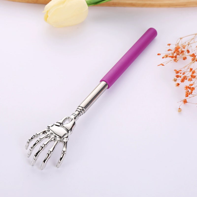 Stainless steel retractable back scratcher, retractable back scratcher portable hand back scratcher women's men's massage tool (4pcs) - Image 1