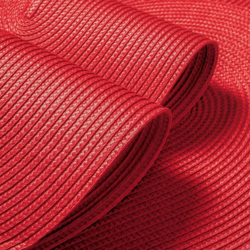 FunWheat Oval Braided Placemats Set of 6 Table Mats for Dining Tables Woven Washable Non-Slip Shining Place mats12x18 Inch Table mats for Easter Decoration(Oval Red, 6pcs) - Image 3