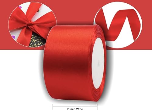 Imprint Satin 2 Inch Wide Ribbon (Red) -1 Roll - Image 4