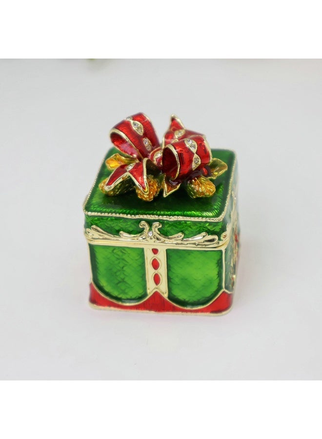 GoldenLike Handcrafted Enamel Gift Box, Festive Storage Jewelry & Keepsake Organizer with 3D Bow, Holiday Home Decor and Elegant Gift Idea - Image 3
