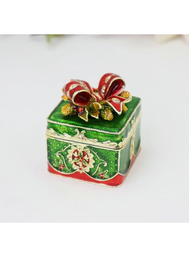 GoldenLike Handcrafted Enamel Gift Box, Festive Storage Jewelry & Keepsake Organizer with 3D Bow, Holiday Home Decor and Elegant Gift Idea - Image 2