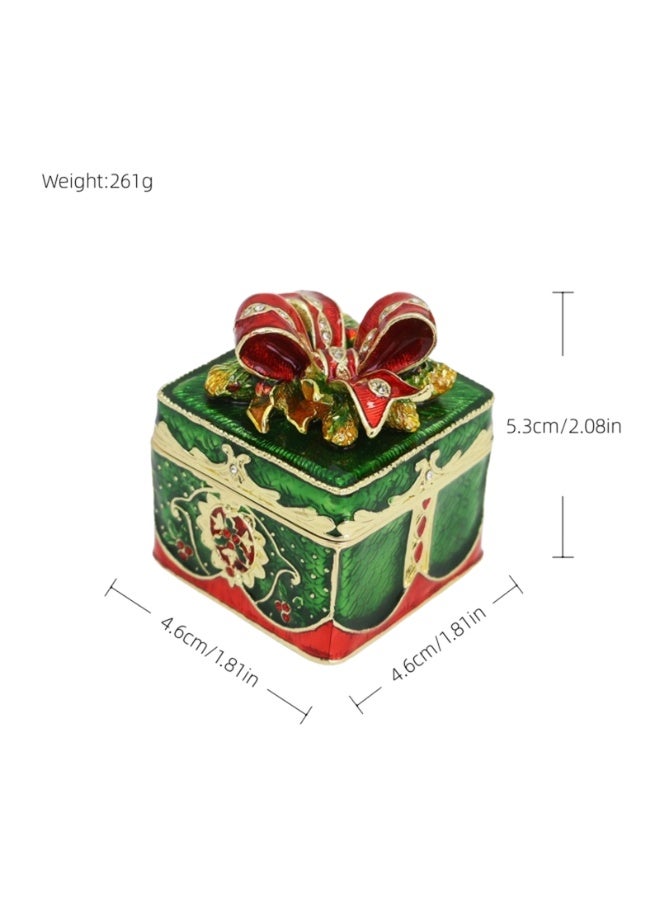 GoldenLike Handcrafted Enamel Gift Box, Festive Storage Jewelry & Keepsake Organizer with 3D Bow, Holiday Home Decor and Elegant Gift Idea - Image 5