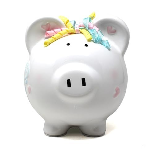 Child to Cherish Ceramic Piggy Bank for Girls, (Unicorns and Rainbows) - Image 3