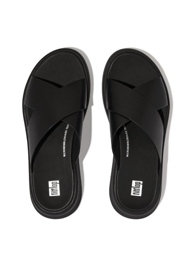 FitFlop 049-852 Fitflop Ladies F-Mode Leather Flatform Cross Slides FW5-090 Black  - Image 2