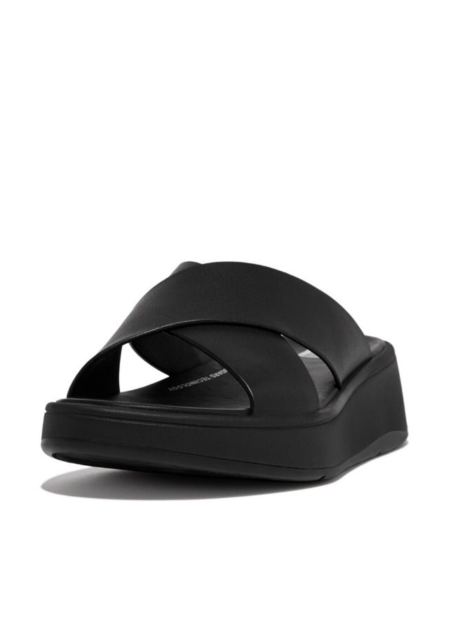 FitFlop 049-852 Fitflop Ladies F-Mode Leather Flatform Cross Slides FW5-090 Black  - Image 3