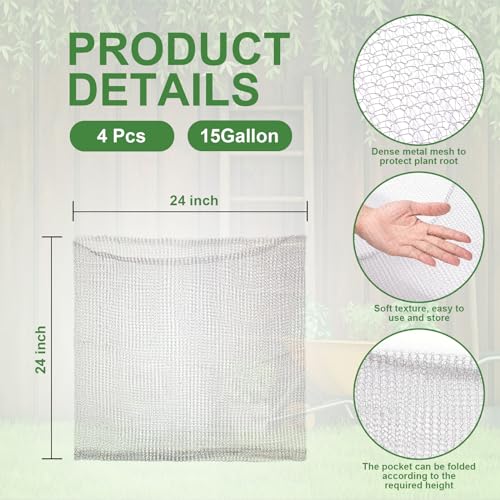 Foyego 4Pcs 15 Gallon Root Guard Baskets for Plants Underground Stainless Steel Wire Mesh Cages Gopher and Vole Wire Basket Protect the Roots of Large Plants - Image 3