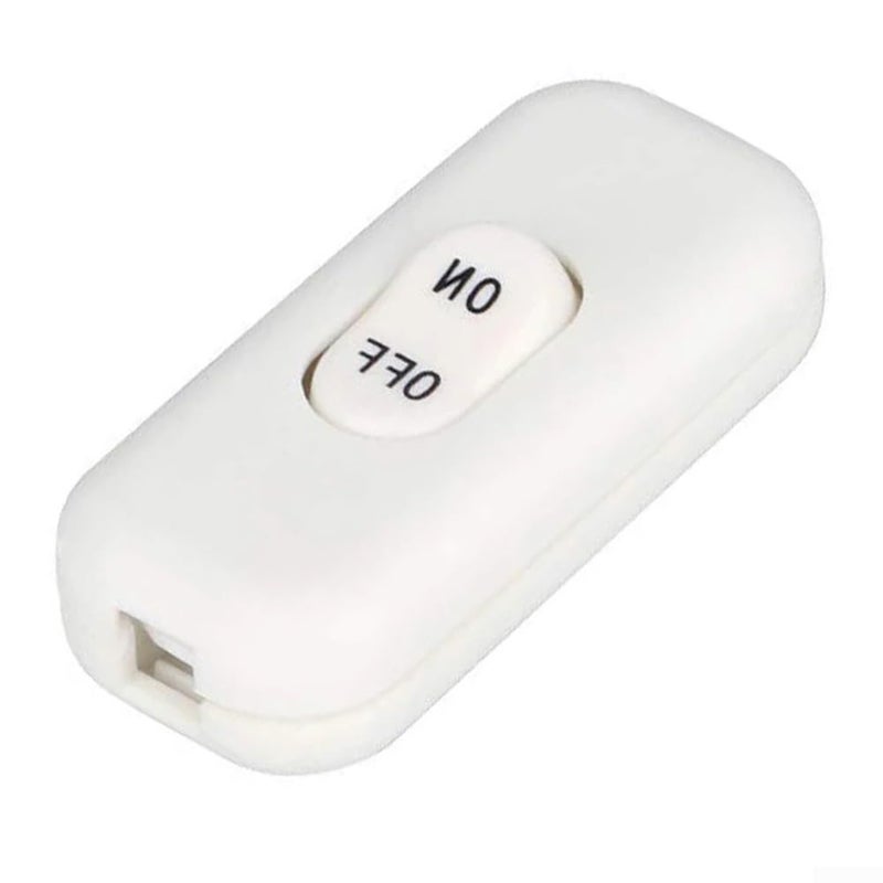 White ON OFF Inline Rocker Switch DPST AC250V 6A On Off Cord Control - Image 1