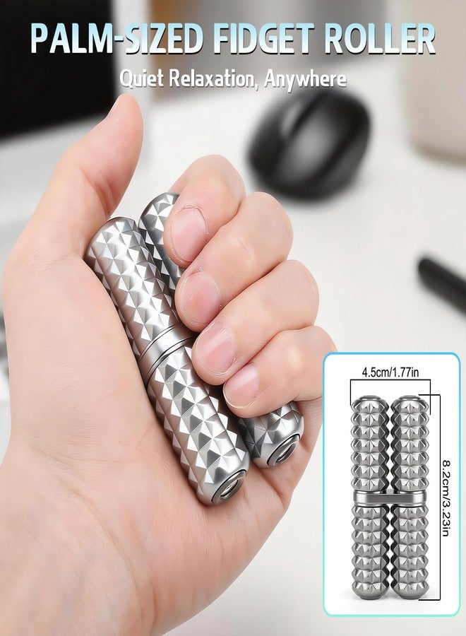 Dilabnba Handheld Fidget Toy, Metal Hand Roller Thumb-Press Massage Style Pain for Adult Relieve Stress Anxiety Tension, Office Travel Classroom, Novelty Gifts for Friends - Sliver - Image 2