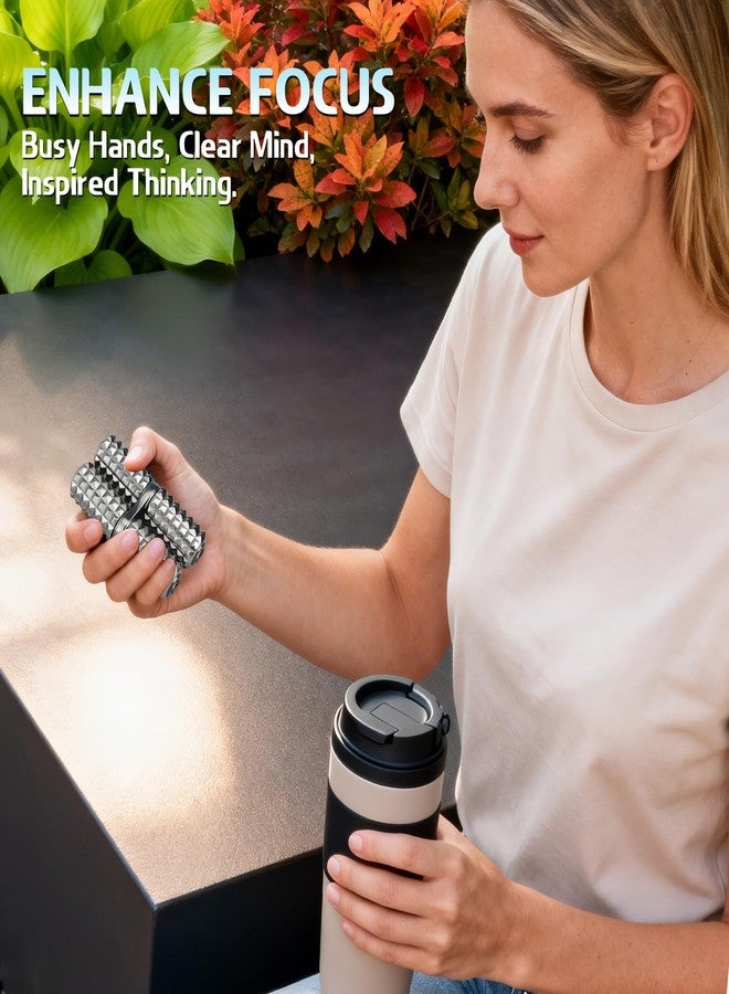 Dilabnba Handheld Fidget Toy, Metal Hand Roller Thumb-Press Massage Style Pain for Adult Relieve Stress Anxiety Tension, Office Travel Classroom, Novelty Gifts for Friends - Sliver - Image 4